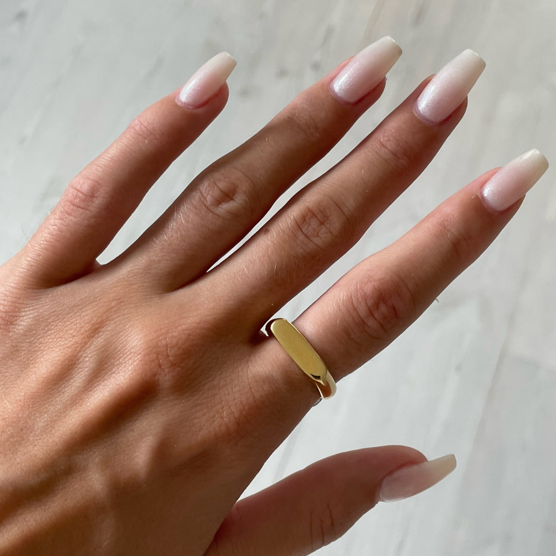 Guld Fingerring Smal Signet Ring Sterlingsølv Forgyldt Sterlingsølv Str - Italy Fingerringe  - 05740034020821