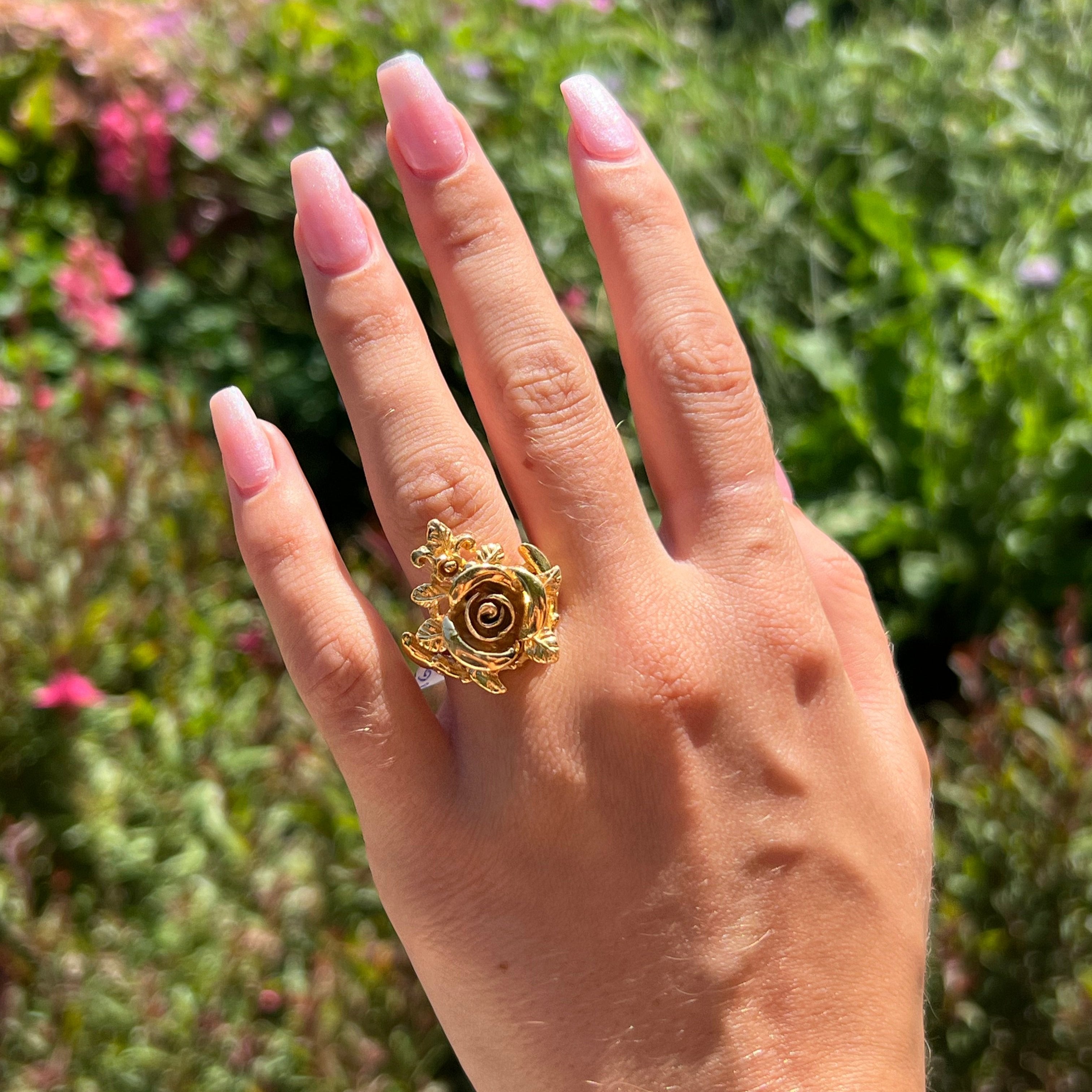 Guld Fingerring Med Blade Forgyldt Sterlingsølv Sterlingsølv Str - Fingerringe  - 05740034059562