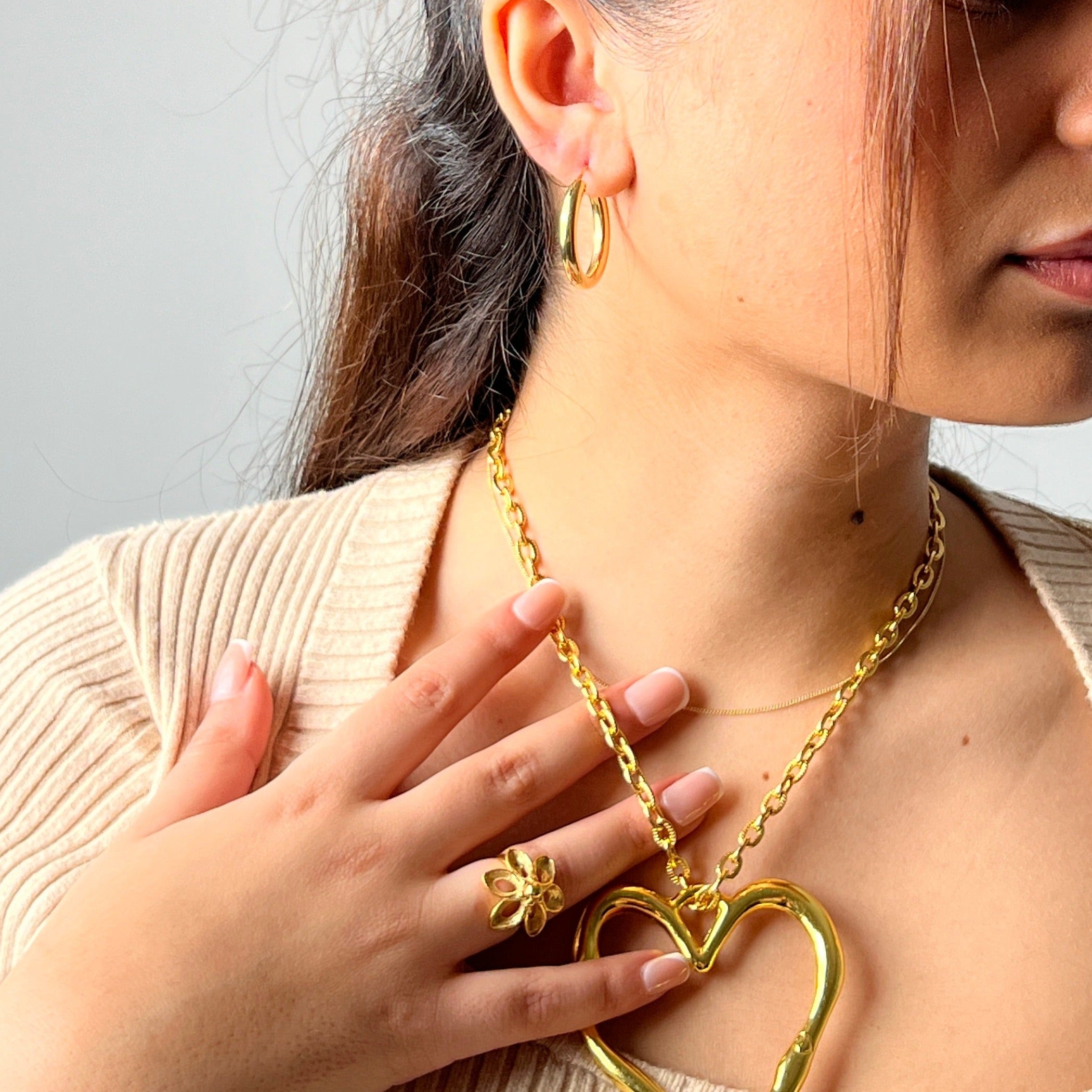 Guld Fingerring Moderne Blomst Forgyldt Sterlingsølv Str - Fingerringe  - 05740034059487