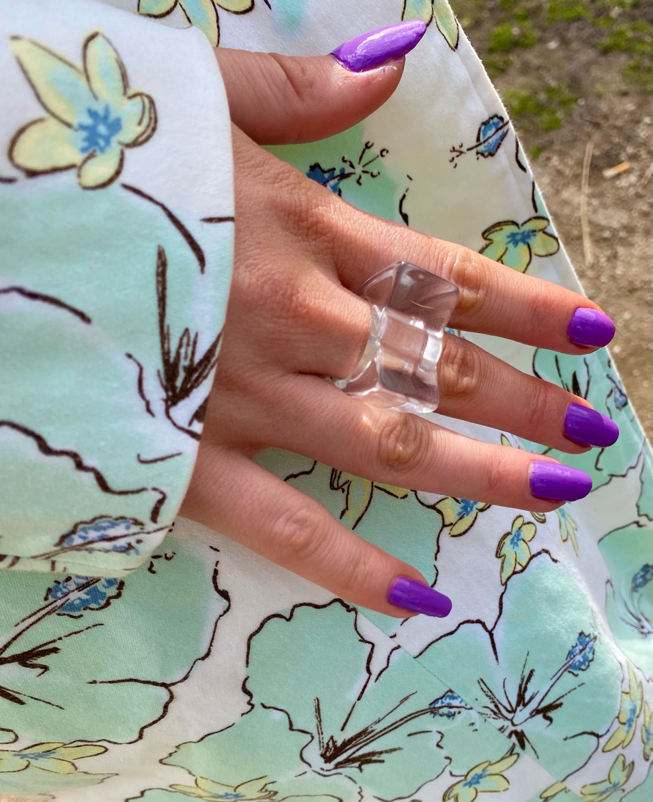 Grøn Fingerring Chunky Plastik Str - Fingerringe  - 05740034034378