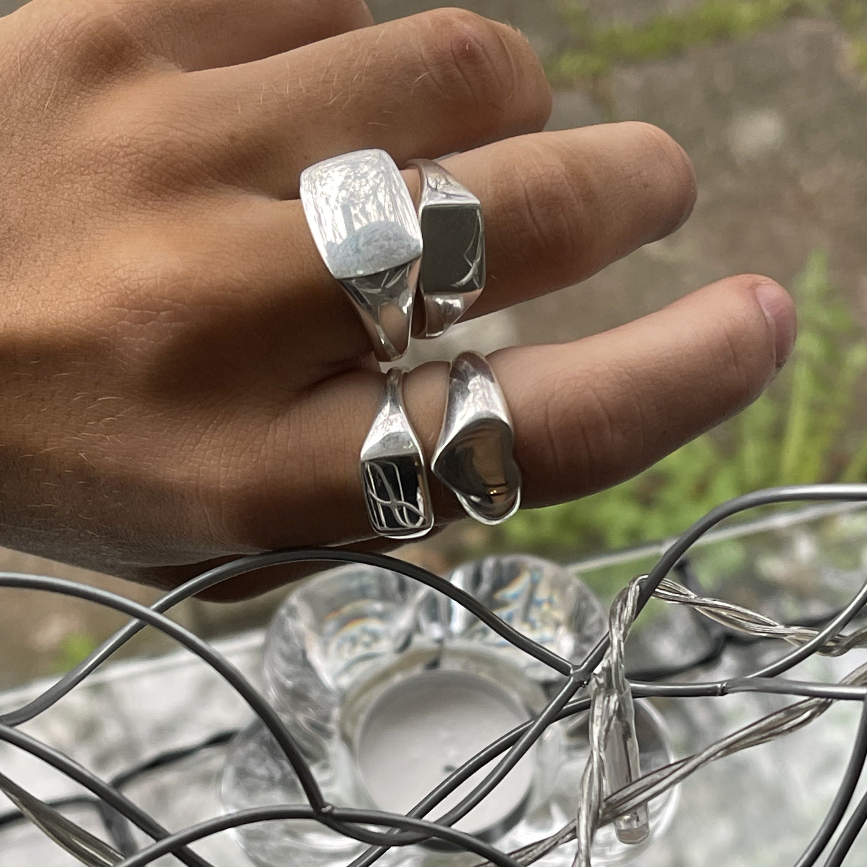 Sølv Fingerring Stor Signet Ring Forgyldt Sterling Sterling Str - Italy Fingerringe  - 05740034029282