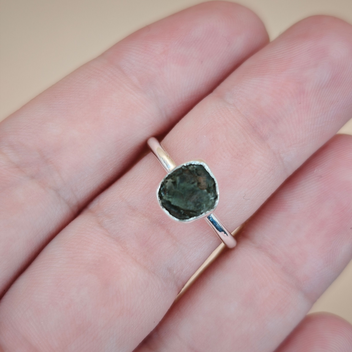 Moldavit Ring S925 Sølv - Sk-krystaller Fingerringe