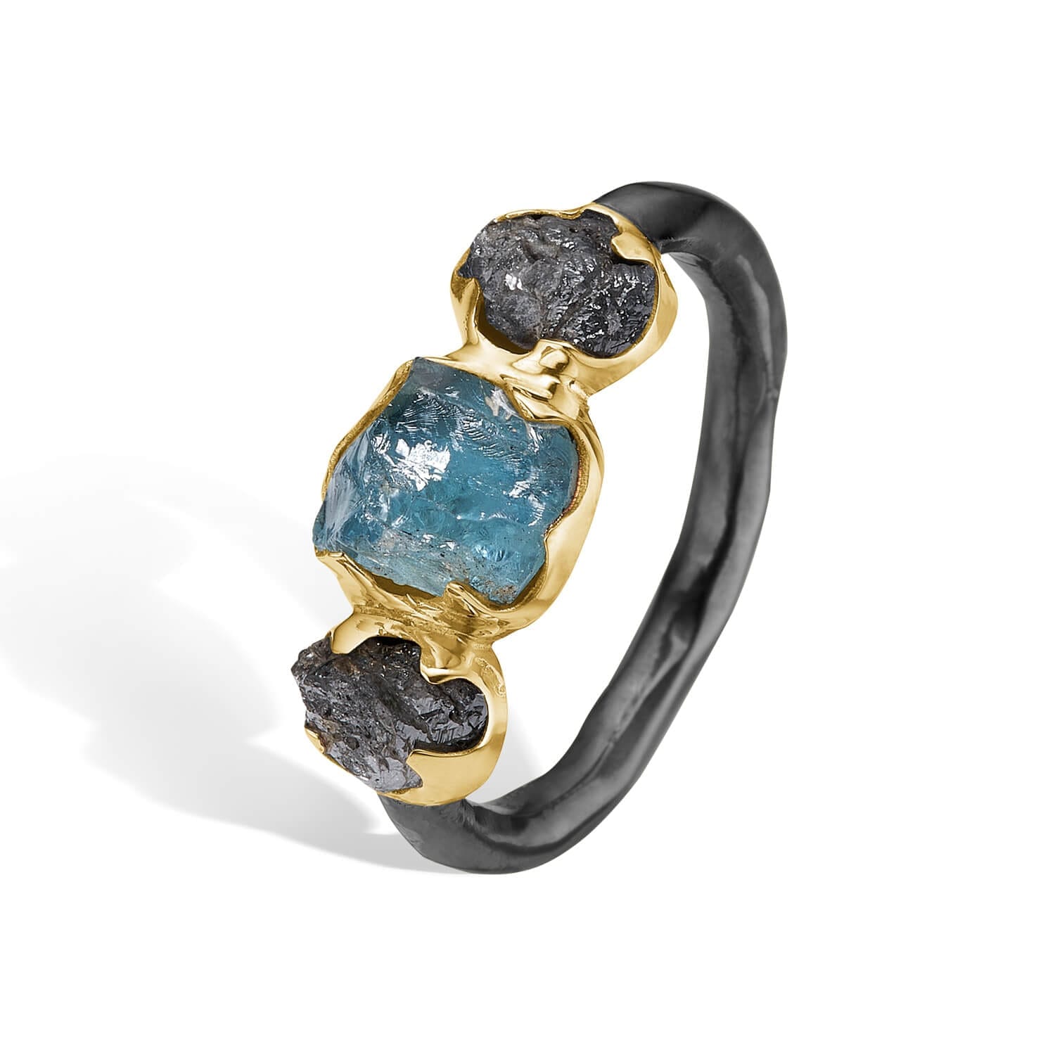 Blå|Grå Ring Mera Raw Aqua - Bybirdie.dk Fingerringe