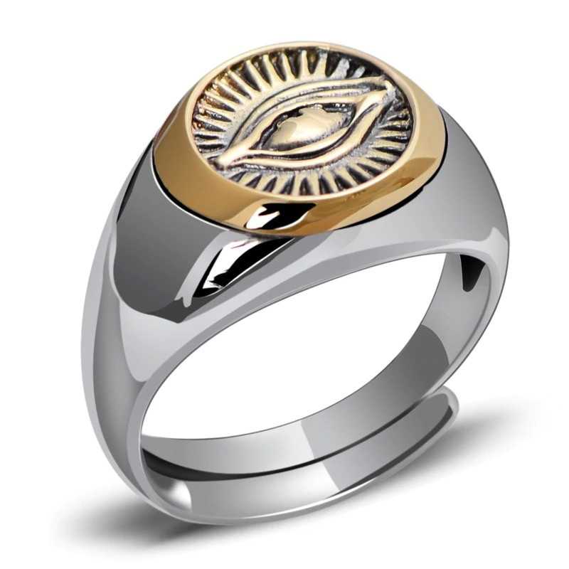 Herrering Med 925 Sterling Sølv Eye Providence Ring Alt Seende Øje Frimurer Ring One Size - Opalsmykker.dk Fingerringe