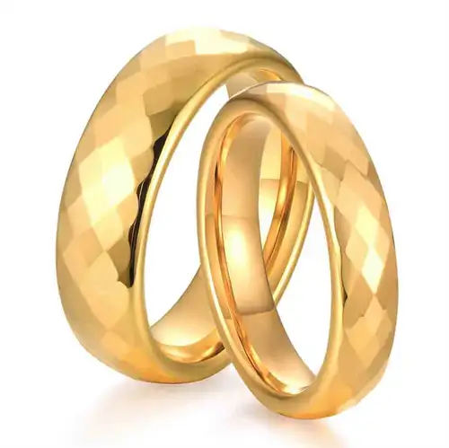 Erato Forlovelse Vielsesring Forgyldt Tungsten Facet - Vielsesringe