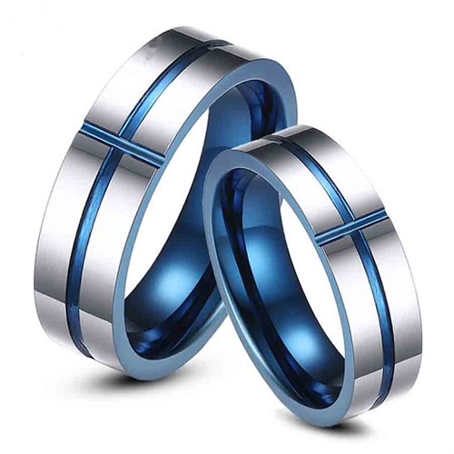 Blue Vforlovelse Eller Vielsesring Tungsten - Vielsesringe