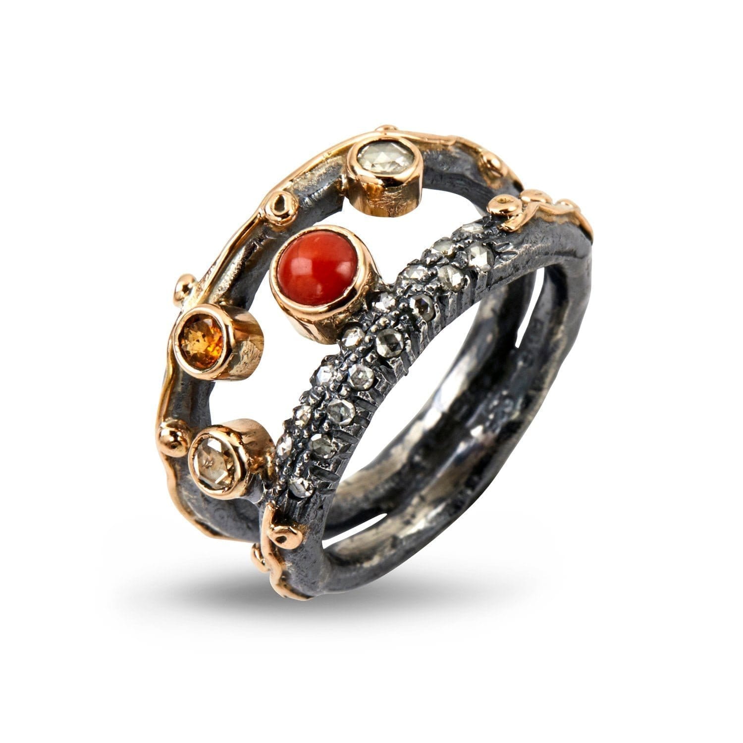 Gul|Rød Ring Zeus Dubeca Superior Coral - Bybirdie.dk Fingerringe
