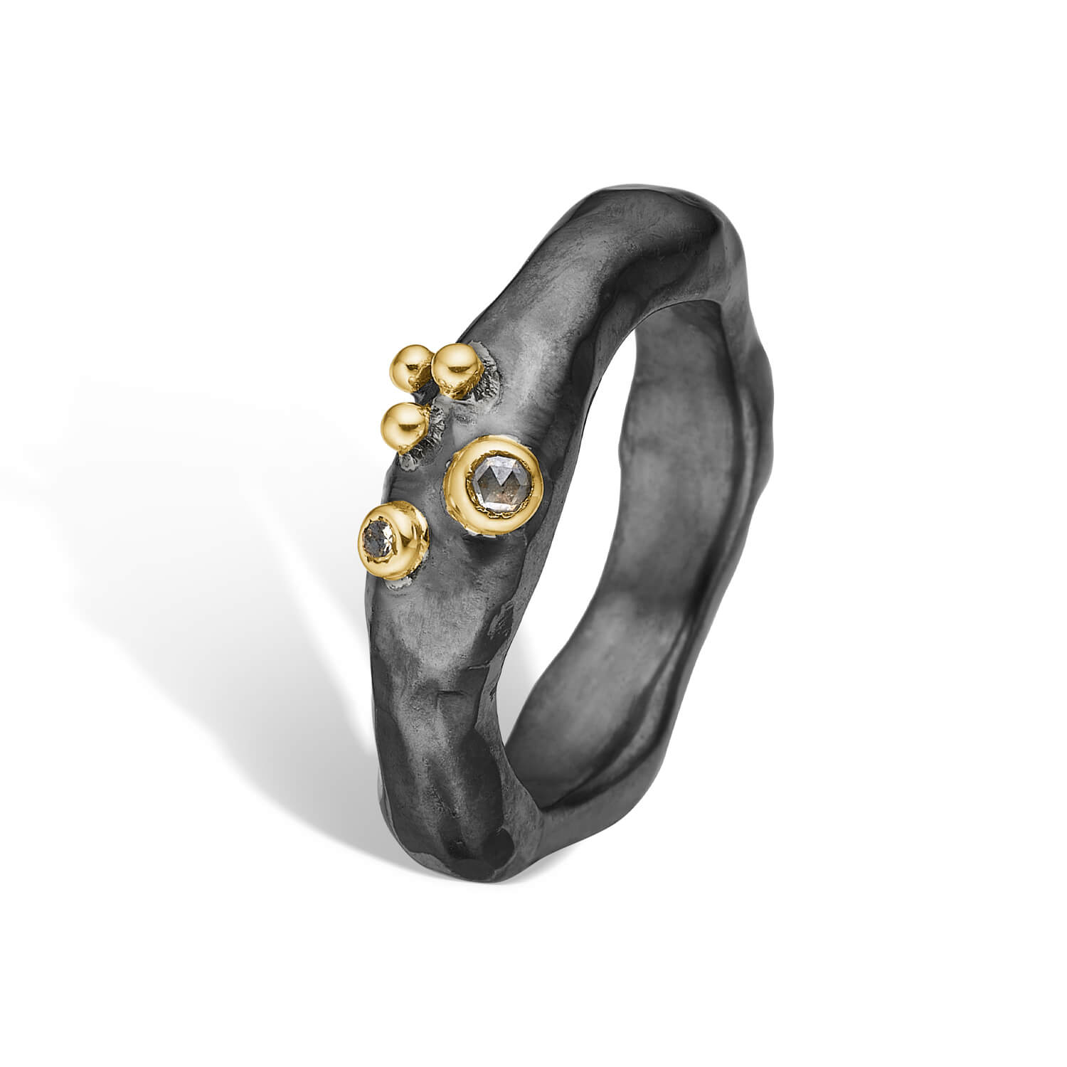 Bybirdie Sacra Ring Sølv Med Guld Diamanter 50110310 Poleret - Bybirdie Fingerringe  - 1233690184302