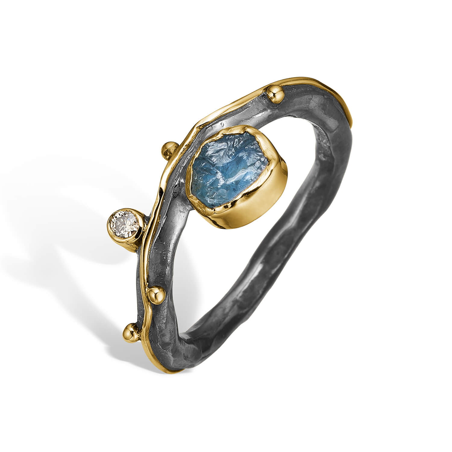Bybirdie Louise Ring Med Aquamarin 50110314 - Bybirdie Fingerringe  - 1233690183794