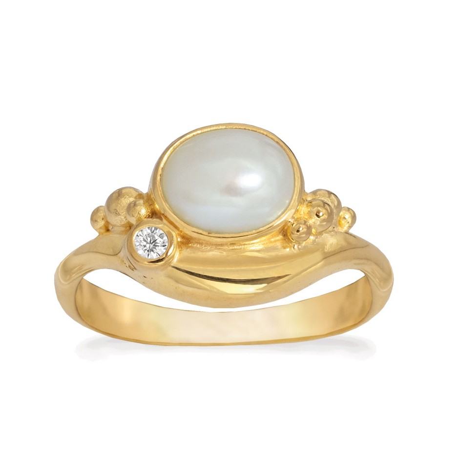 Hvid Rabinovich Forgyldt Ring Med Perle Pleasant Pearl Størrelse - Rabinovich Fingerringe