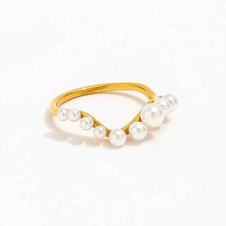 Elinor Ring Guldbelagt Ring Med Ferskvandsperler - Lilu Studio Fingerringe