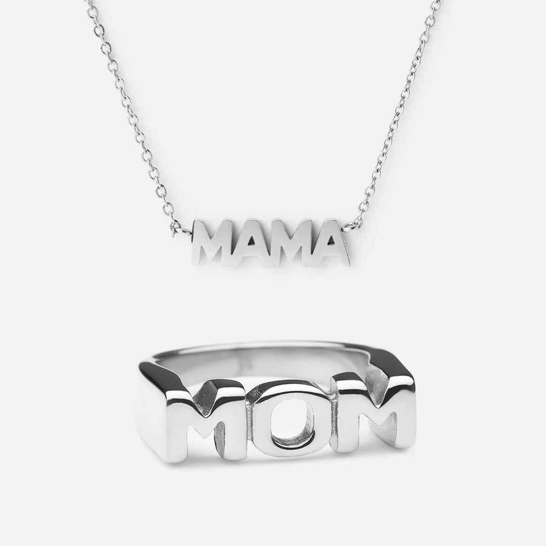 Mama Halskæde & Mom Ring Sølvfarvet - Josephine Nord Fingerringe