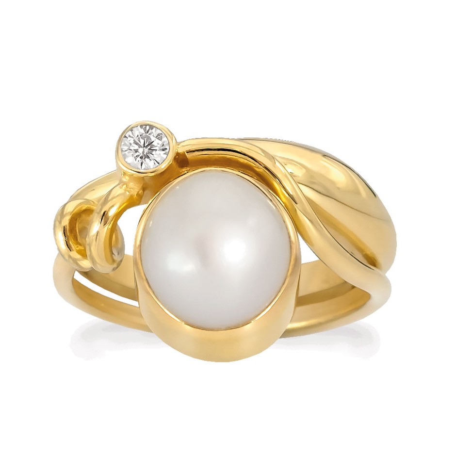 Hvid Rabinovich Ring Forgyldt Med Perle Winding White Størrelse - Rabinovich Fingerringe