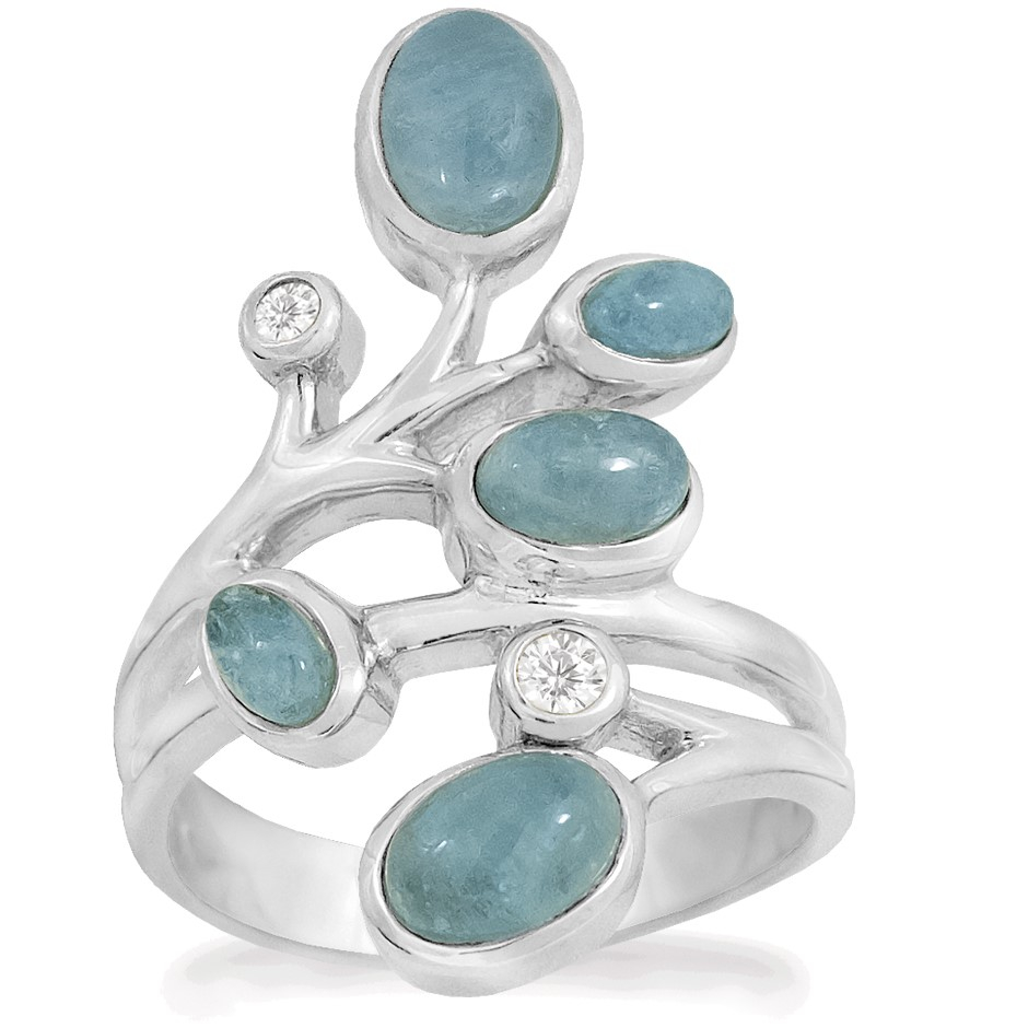 Rabinovich Sølv Ring Med Aquamarin Azure Størrelse - Rabinovich Fingerringe